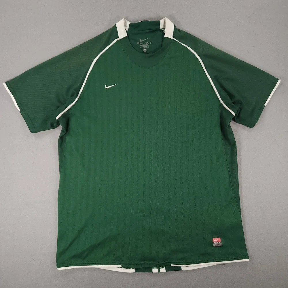 Vintage Y2k Nike Team Soccer Jersey Green White L Blokecore Euro - Picture 1 of 13